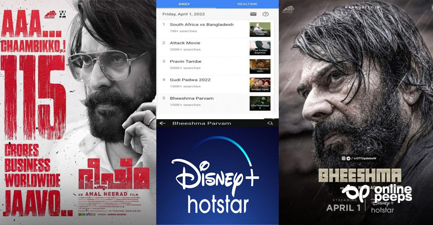 ഒടിടി റിലീസിന് പിന്നാലെ ഗൂഗിൾ സെർച്ചിൽ ട്രെൻഡിങായി ‘ഭീഷ്മ പർവ്വം’ ; ഡിസ്‌നി + ഹോട്സ്റ്റാറിലും മൈക്കിളപ്പൻ തരംഗമാകുന്നു